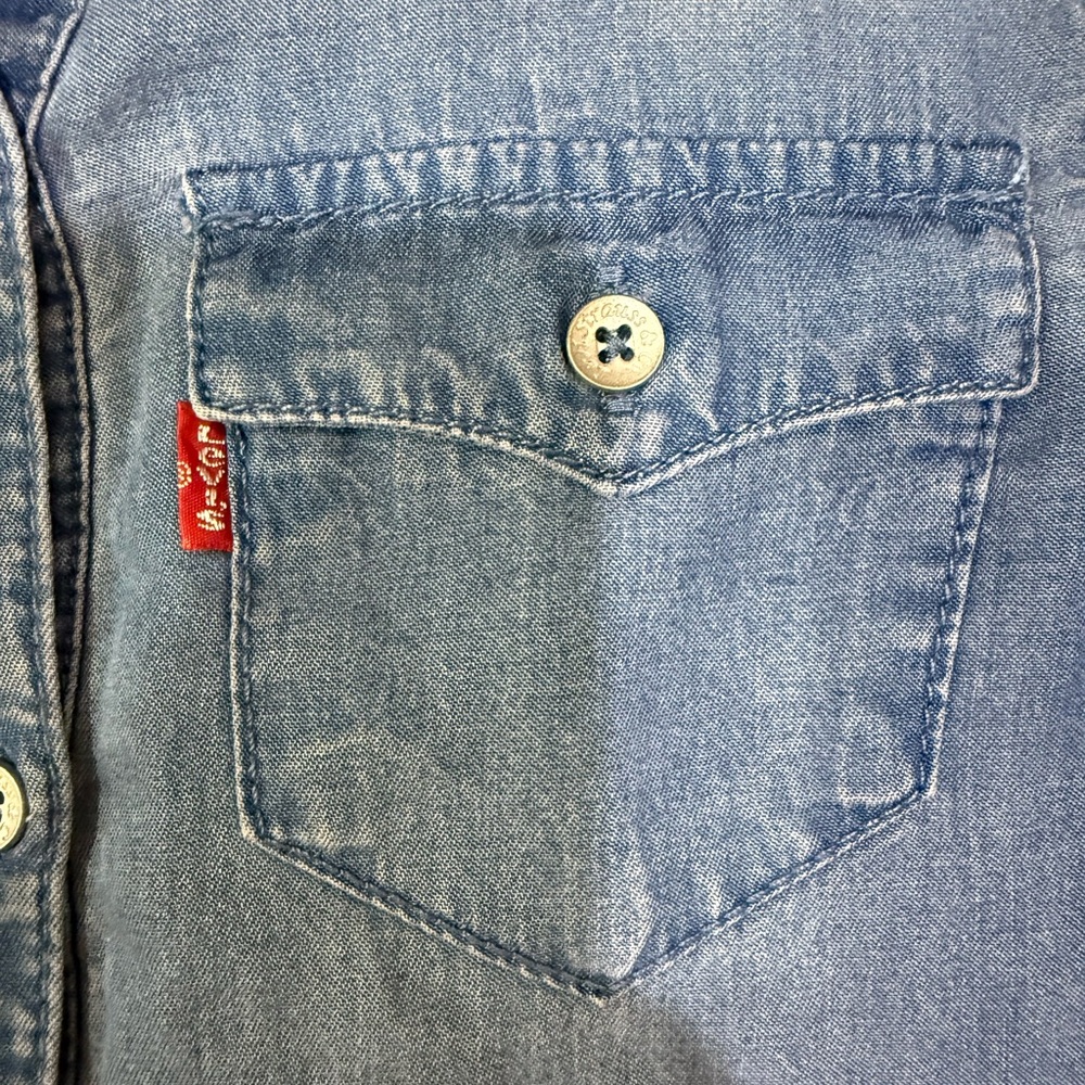 Levi's Girls Long Sleeve Button Up Denim Dress Size Small 🦋🌷 - Picture 6 of 10